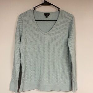 Talbots light blue/green V neck Pullover Sweater X